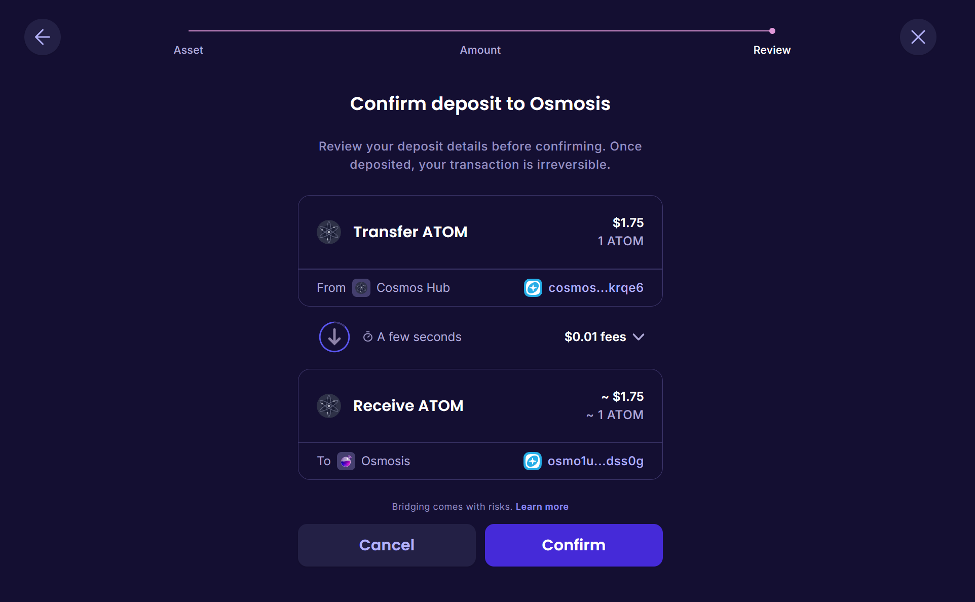 Reviewing the deposit